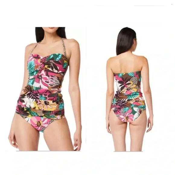 Bleu Rod Beattie Draped Bandeau Swim Tankini and Bikini Bottom Size 8 - Picture 1 of 10